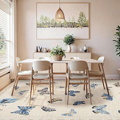 Area Rug, No Slip Washable Butterfly Pattern Rug for Living Room Bedroom Dining Room