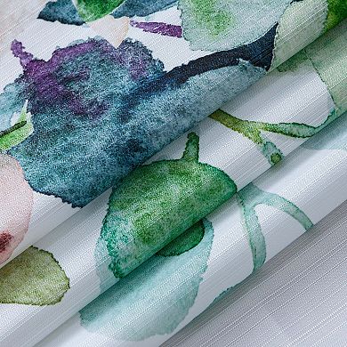 Dainty Home Floral Waterfall Printed Fabric 3D Designed Textured Fabric Shower Curtain 70" x 72"