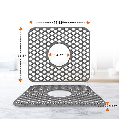Cheer Collection Silicone Sink Protector Mat with Heat Resistance and Raised Drainage Design
