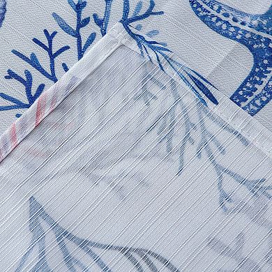 Dainty Home Seaside 3D Textured Fabric Shower Curtain with 12 Metal Rollerball Hooks, 70" x 72"