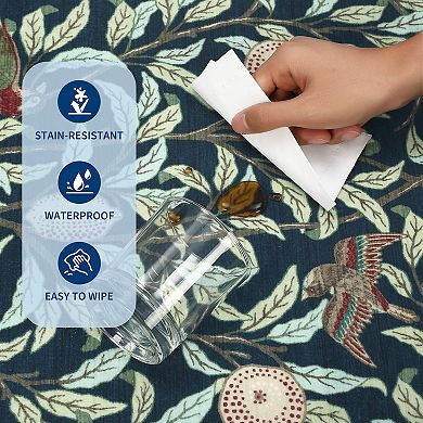 Boho Leaf Area Rugs with Soft Low Pile, Botanical Bird Washable Rug with Non-Slip Backing