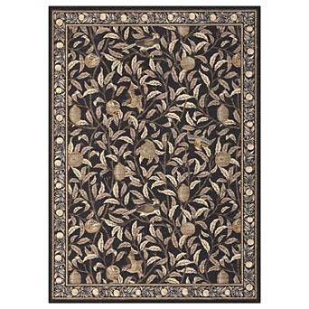 Boho Leaf Area Rugs with Soft Low Pile, Botanical Bird Washable Rug with Non-Slip Backing
