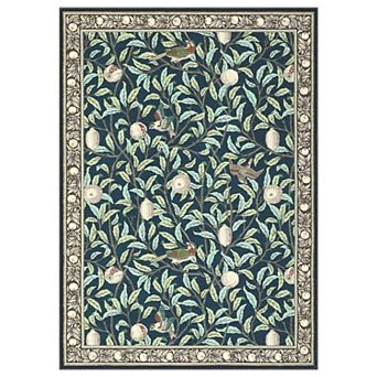 Boho Leaf Area Rugs with Soft Low Pile, Botanical Bird Washable Rug with Non-Slip Backing