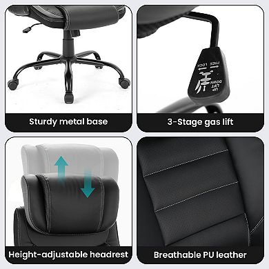 Ergonomic Office Chair with Pocket Spring Lumbar Support, Adjustable Headrest, Desk Chair