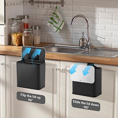 5L Stainless Steel Kitchen Compost Bin, Modern Trash Can with Sealed Lid, for Kitchen, Bathroom