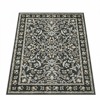 Area Rug, Floral Soft,Washable Non Slip Low Pile Rugs for Living Room, Bedroom, Dining Room