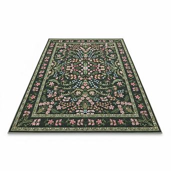 Area Rug, Floral Soft,Washable Non Slip Low Pile Rugs for Living Room, Bedroom, Dining Room