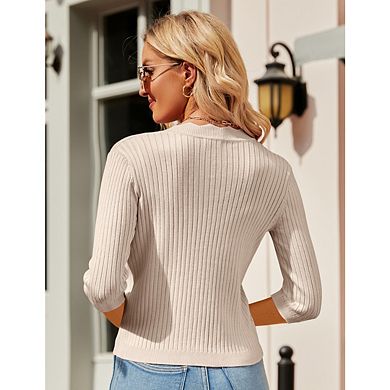 Women's V Neck Lightweight Cardigan Open Front Casual Button Down Knit Cardigans