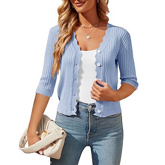 Women's V Neck Lightweight Cardigan Open Front Casual Button Down Knit Cardigans