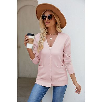 Women's Casual Long Sleeve Open Front Chunky Knit Crew Neck Cardigans Sweaters Outerwear Coats