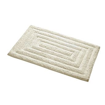 Stylish And Comfortable All Season Traditional Racetrack Design Cotton Bath Rug Silver