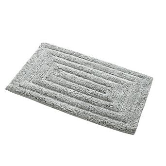 Stylish And Comfortable All Season Traditional Racetrack Design Cotton Bath Rug Silver