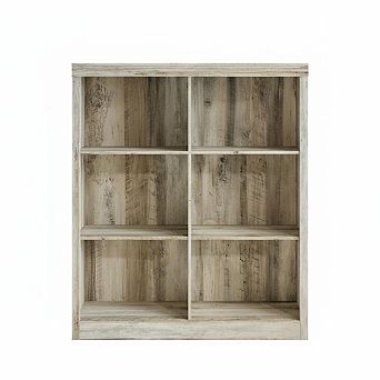 Modern 3 tier Bookcase with 6 Cube Storage, Wooden Cubby Bookshelf with Anti-Tip Design