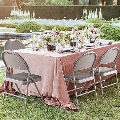 4 Pack Folding Chairs with PU Leather Padded Cushion, Portable Stackable Seats for Office, Party