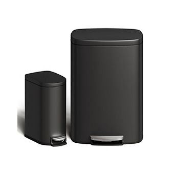 13 Gal and 2.6 Gal Trash Can Combo Set, Step-On Rust Proof Garbage Bin with Lid and Inner Bucket