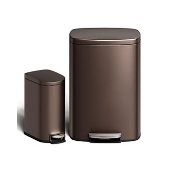 13 Gal and 2.6 Gal Trash Can Combo Set, Step-On Rust Proof Garbage Bin with Lid and Inner Bucket