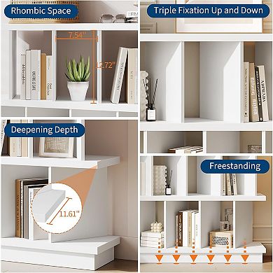 8 Cube Freestanding Bookcase,Low Open Cube Storage Shelf Organizer with 10 Removable Back Panels