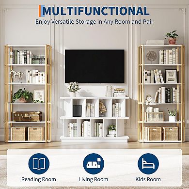 8 Cube Freestanding Bookcase,Low Open Cube Storage Shelf Organizer with 10 Removable Back Panels