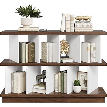 8 Cube Freestanding Bookcase,Low Open Cube Storage Shelf Organizer with 10 Removable Back Panels