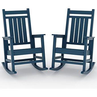 Garden Rocking Chair, Heavy Duty HDPE Outdoor Rocker for Porch Deck Patio