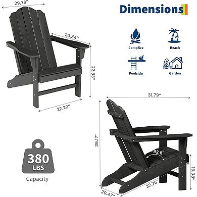 HDPE Adirondack Chairs, Wood Texture Patio Chairs for Garden Backyard Deck Poolside