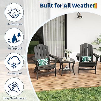 HDPE Adirondack Chairs, Wood Texture Patio Chairs for Garden Backyard Deck Poolside