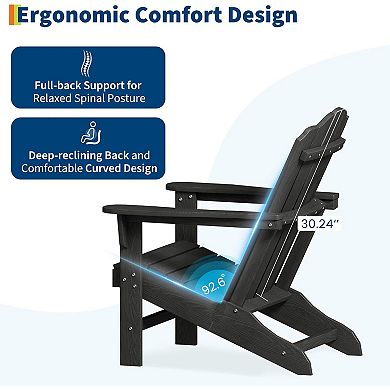 HDPE Adirondack Chairs, Wood Texture Patio Chairs for Garden Backyard Deck Poolside