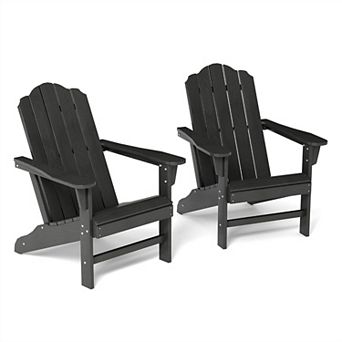 HDPE Adirondack Chairs, Wood Texture Patio Chairs for Garden Backyard Deck Poolside