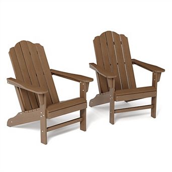 HDPE Adirondack Chairs, Wood Texture Patio Chairs for Garden Backyard Deck Poolside