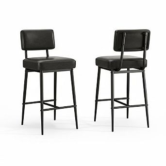 Modern Bar Stools, Faux Leather with Metal Frame for Kitchen Island Bar Dining Room
