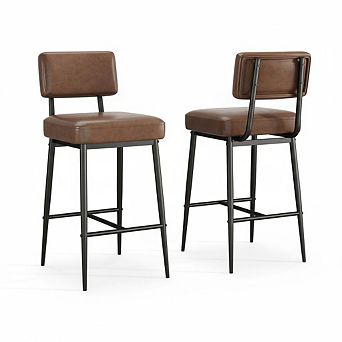 Modern Bar Stools, Faux Leather with Metal Frame for Kitchen Island Bar Dining Room