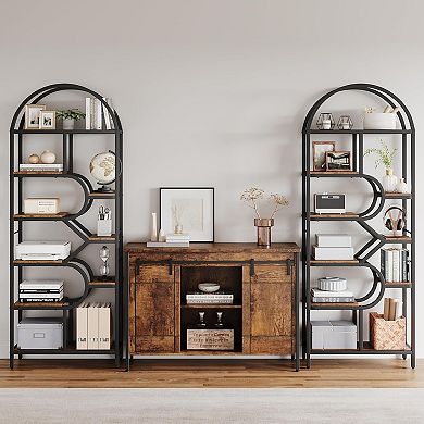 Arch Bookcase 82" High Display Shelf Geometric Open Storage Shelf Unique Bookshelf