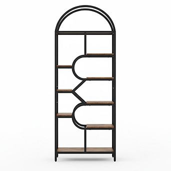 Arch Bookcase 82" High Display Shelf Geometric Open Storage Shelf Unique Bookshelf