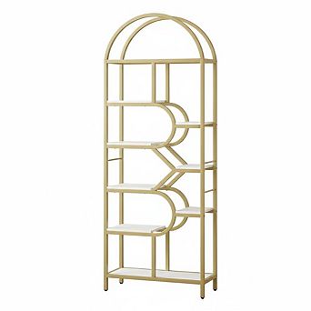 Arch Bookcase 82" High Display Shelf Geometric Open Storage Shelf Unique Bookshelf