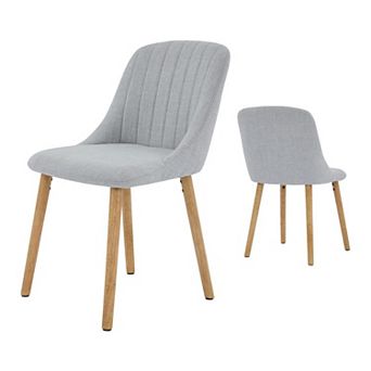Set of 2 Dining Chairs Modern Upholstered Accent Chair with High Back and Wooden Legs
