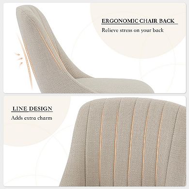 Set of 2 Dining Chairs Modern Upholstered Accent Chair with High Back and Wooden Legs