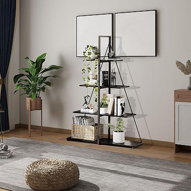 Modern 4-Tier a-Frame Ladder BookshelfStorage & Display ShelvesIdeal for Books, Plants