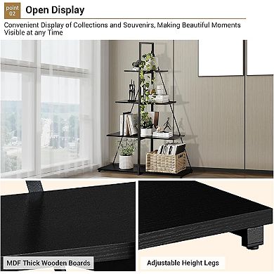 Modern 4-Tier a-Frame Ladder BookshelfStorage & Display ShelvesIdeal for Books, Plants
