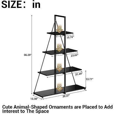 Modern 4-Tier a-Frame Ladder BookshelfStorage & Display ShelvesIdeal for Books, Plants
