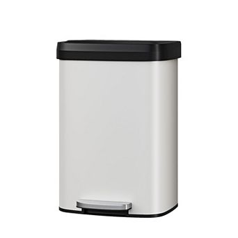 16 Gal Stainless Steel Kitchen Trash Can, Large Garbage Bin with Soft Close Lid and Foot Pedal