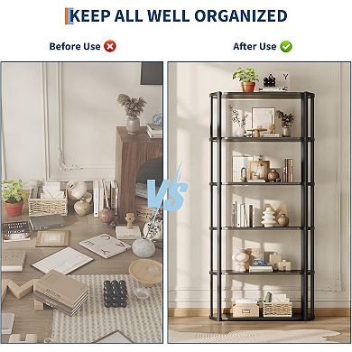 6 Tiers 71" Book Shelf, Freestanding Display Storage Organizer for Living Room，Home Office