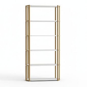 6 tier 71" Book Shelf, Freestanding Display Storage Organizer for Living Room，Home Office