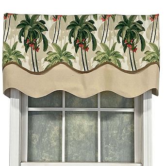 Shadow Gimp Trim Detail Palm Glory Valance 3" Rod Pocket