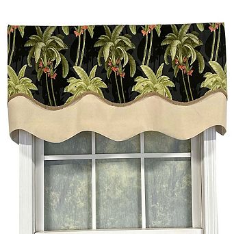 Shadow Gimp Trim Detail Palm Glory Valance 3" Rod Pocket