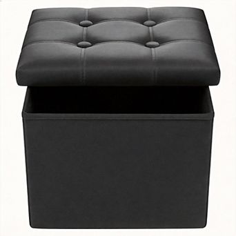 Velvet Storage Ottoman Foldable Footstool Bench 17 "L x 13" W x 3"H