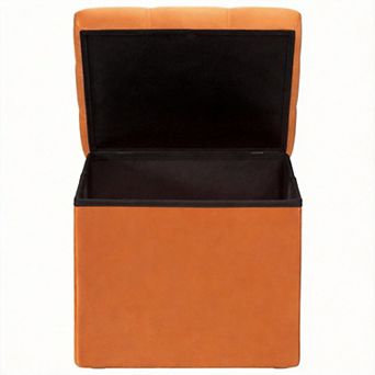 Velvet Storage Ottoman Foldable Footstool Bench 17 "L x 13" W x 3"H