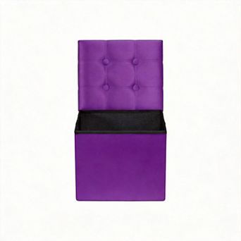 Velvet Storage Ottoman Foldable Footstool Bench 17 "L x 13" W x 3"H