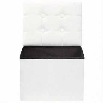 Velvet Storage Ottoman Foldable Footstool Bench 17 "L x 13" W x 3"H