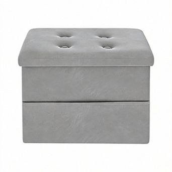 Velvet Storage Ottoman 16"x12"x12" with Side Pocket