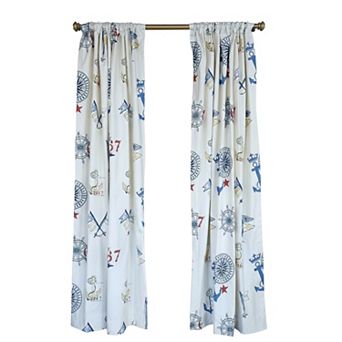 Ralph Lauren Navigator 100% Cotton Rod Pocket Window Curtain set of 2 Panels